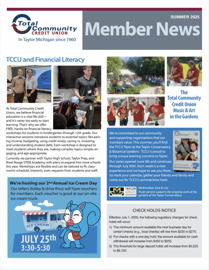 TCCU newsletter, page one