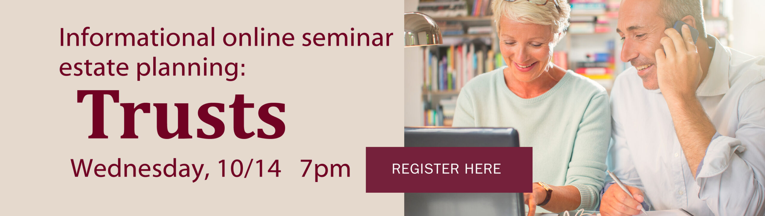 mature couple attending webinar