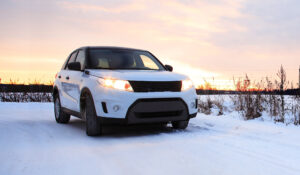 vehicle in snow landscape