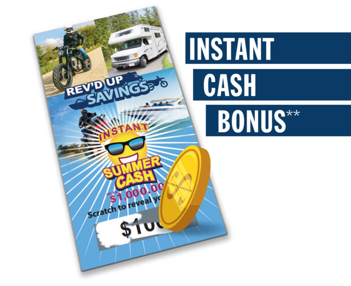 Image of scratch-off ticket. Instant cash bonus**