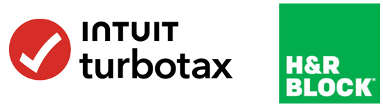 logos, Turbo Tax service and H and R Block tax service